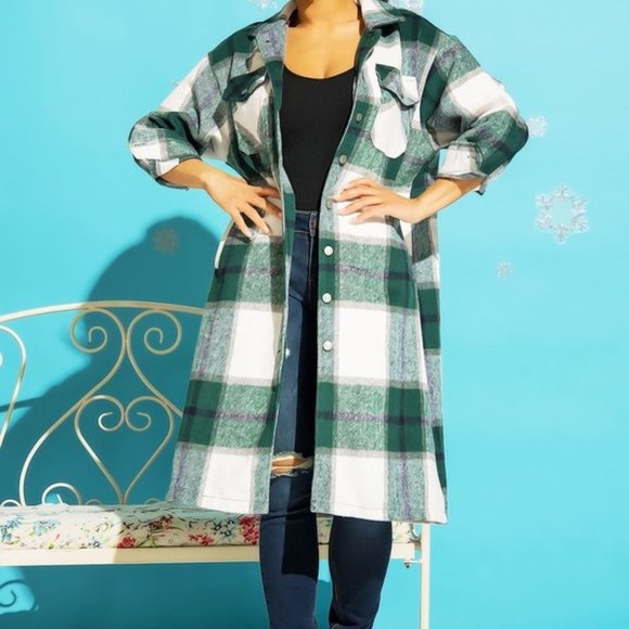 PLAID flannel button down shacket - 2 chest pockets - Side pockets - Picture 4 of 4